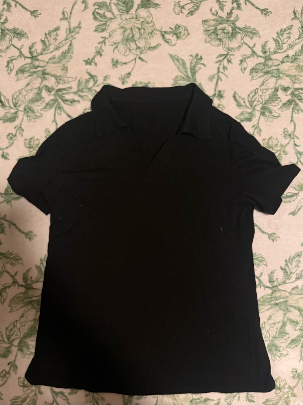 Classic Black Polo-Style Women's Top
